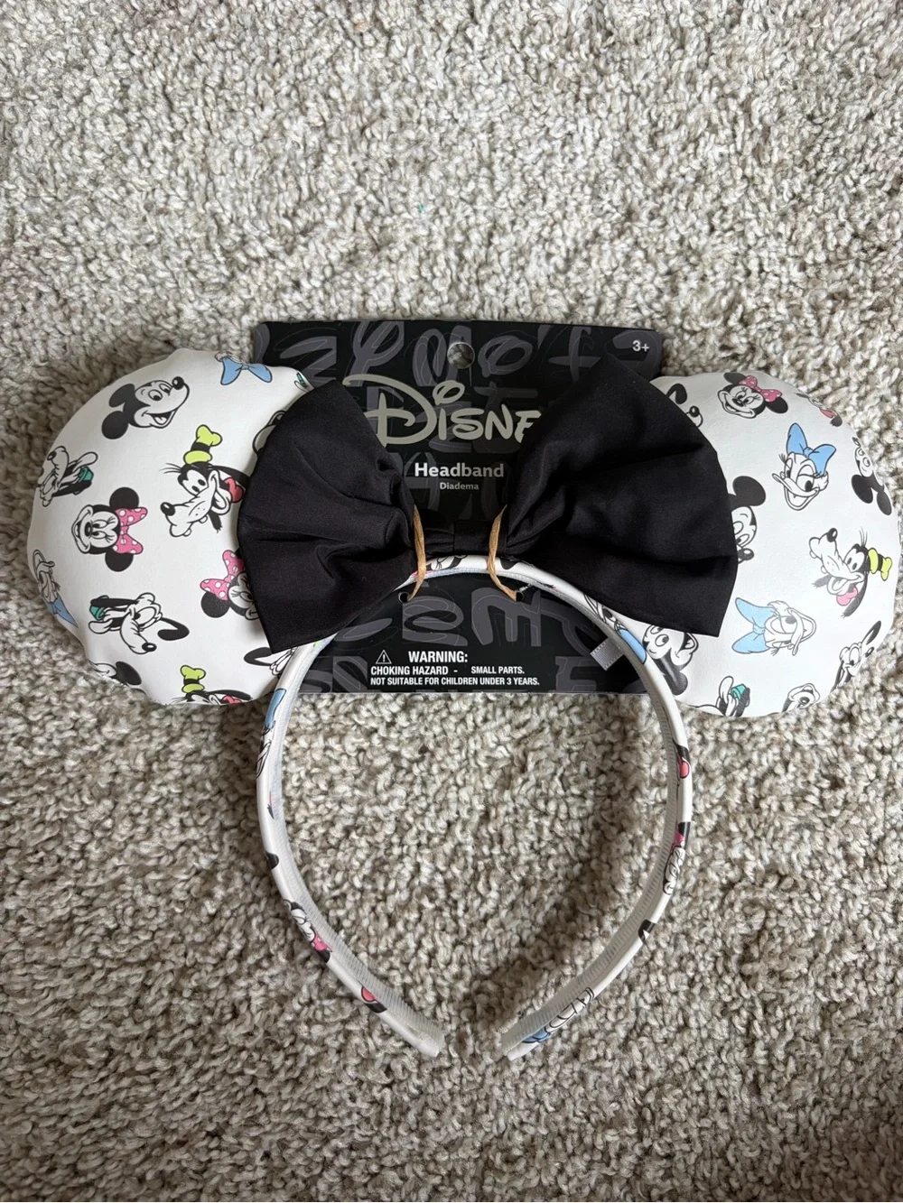 Disney Ears – New With Tags: Black Bow & Disney Characters